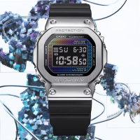 CASIO 卡西歐 G-SHOCK 彩虹磚牆 酷炫多彩 金屬錶殼 方形電子錶 GM-5600RW-1 防水200米