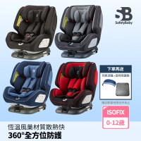 Safety Baby適德寶 0-12歲isofix/安全帶兩用磁吸式通風型汽座(附同色頂篷+座椅保護墊/安全座椅)