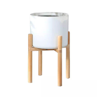 DILAS HOME White Plant Pot with Wooden Stand