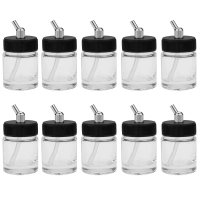 10Pcs 22Cc Glass Airbrush Pot Bott With 30 Ang Adapter