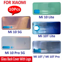 10Pcs，NEW Glass Battery Back Cover Rear Door Housing Panel Case Replacement With Adhesive For Xiaomi Mi 10 5G 10T Pro Mi 10 Lite