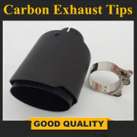 Car Matt Carbon Fibre Exhaust System Muffler Pipe Tip Straight Universal Black Stainless Mufflers Decorations For Akrapovic