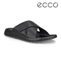 ECCO COZMO M 科摩舒適雙帶皮革涼拖鞋 男鞋 黑色