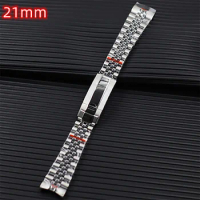Simple Watch Strap 21MM Steel Modified Strap Dive Watch Band Adjustable Strap for 41MM Calendar Watch Case
