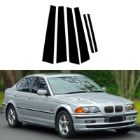 6Pcs Car Pillar Posts Stickers For BMW 3 Series E46 4-door sedan/saloon 1998-2005 Auto Exterior Window Door Decor Decal Parts