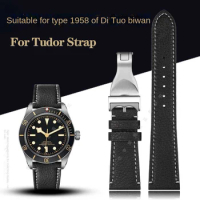 For Tudor 1958 Biwan M79250BA M79250 79363 Genuine Leather Watch Band Cowhide Chain Strap Folding Clasp 20mm 22mm Brown Black
