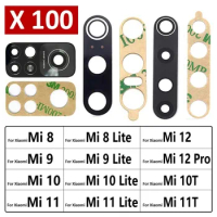 100Pcs , New Back Rear Camera Glass Lens For Xiaomi Mi 8 9 9T 10 10T 11 11T Lite 12 Pro 5G Mi Note 10 Pro Lite With Adhesive