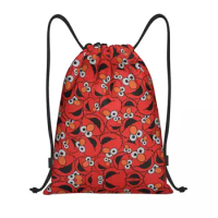 Custom Good Red Cartoon Sesame Street Drawstring Bags Men Women Lightweight Happy Cookie Monster Sports Gym Storage Backpack