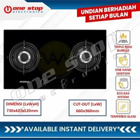 [GARANSI RESMI] MODENA BH 0725 ADBK / BH0725ADBK Kompor Gas Tanam 70cm 2 Tungku HItam