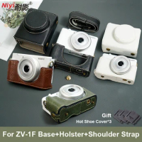 PU Imitation Leather Material Camera Case for Sony ZV-1F Protector Body With Base Magnetic Locking With Strap for Sony ZV1F