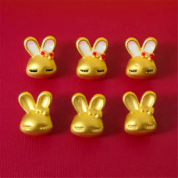 Pure 999 24K Yellow Gold Women Lucky Butterfly Knot Rabbit Bead Pendant