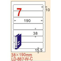 【龍德】LD-887(圓角) 雷射、影印專用標籤-紅銅板 38x190mm 20大張/包