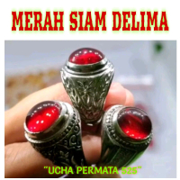 Cincin batu merah siam asli merah meronah menyala delima merah ruby Kristal Cincin Ring Pria Elegan
