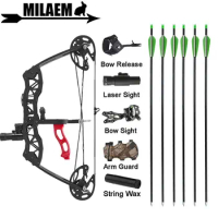 16inch Archery Compound Bow Set 25lbs 23inch Aluminum Arrow Bowfishing Hunting Right Left Hand Shooting Accessories