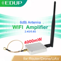 EDUP WiFi Booster Amplifier 2.4G&5.8G Long Range 4000mW Booster 6dBi Antenna Wireless WiFi Signal bo