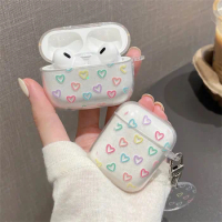 For AirPods Pro 2nd Case Cartoon Glitter Shiny Soft Silicone Cover For AirPods 3 1 2 Cute Heart Earphone Charging Box Keychain