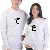Kaos Baju Couple Dewasa Huruf C Mahkota Lengan Pendek Lengan Panjang Katun Combed(HARGA SATUAN/COD) 