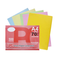 【UPC】色影印紙/A4/70g/500張(淺黃 淺藍 淺綠 粉紅 金黃)
