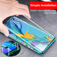 360° Magnetic Flip Double Sided Tempered Glass Cover For Samsung Galaxy S20 Ultra S20 Plus S20 FE S21 Plus S21 Ultra Phone Cases