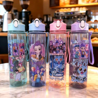 Tumbler jerami kanak-kanak KPOP Devil Hunter dengan pemegang, 700 ml, botol air kartun mudah alih un