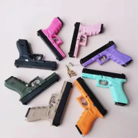New G34 1:3 Tactical Keychain Alloy Empire Mini Glock Pistol Gun Weapon Key Ring Gift Decorations with 6 Bullets and Magazine