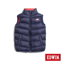EDWIN 童裝 超輕量可收納雙面穿羽絨背心-丈青色