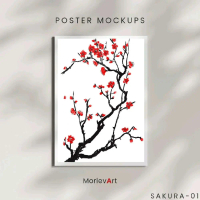 MorievArt Hiasan Dinding Aesthetic Wall Art Poster Premium Tema Bunga Sakura Bahan Art Carton Cover