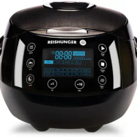Reishunger Digital Rice Cooker and Steamer, Black, Timer - 8 Cups - Premium Inner Pot, Multi Cooker with 12 Programs