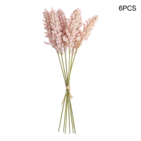6pcs Party Fake For Wedding Table Centerpieces Office Artificial Flower Pastoral Gift Bouquet Home Decor Wheat Grass Arrangement