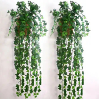 250cm Artificial Green Plants Hanging Ivy Leaves Fake Vine Flowers Home Garden Wall Party Decoration