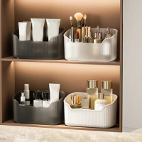 Bathroom Mirror Cabinet Storage Box Makeup Lipstick Cosmetic Skincare Storage Basket Plastic Dressing Table Cosmetic Organizer