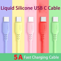 5A Fast Charging USB C Cable TYPE C Liquid Soft Silicone Data Cord For Huawei P30 Xiaomi 1.2/1.8M Mobile Phone USB Charger Wire
