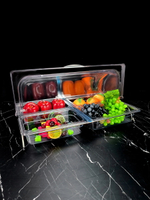 免運 多格透明自助餐醬料盒子涼菜水果展示架餐盤塑料防塵罩試吃盤帶蓋 特惠/快速出貨