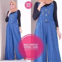overal jeans wanita/kulot overal jeans/celana kodok wanita Polos