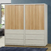 MUNA 家居 莫托斯6.4X7尺鋼刷白雙色推門衣櫥(衣櫃 收納櫃 櫥櫃 衣櫥)