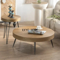 Japanese Solid Wood Round Coffee Tables Multifunctional Sofa Side Table Living Room Furniture Leisure Combination Coffee Tables