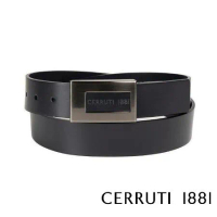 【Cerruti 1881】限量3折 義大利頂級小牛皮皮帶 全新專櫃展示品(黑色 CECU05523M)