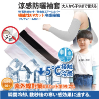 Akiko Sakai 日本原裝紫外線對策接觸冷感-5℃防曬涼爽兒童無指孔袖套(成人可用)