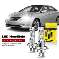 2PCS For Hyundai Sonata 2011 2012 2013 2014 High Low Beam Led Bulb H7 Without Fan Headlight Bulb 60W 6000K Plug and Play 12V H7