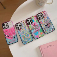 Anime Sticker Girl 2.0 Acrylic Colorful Border Phone Case Cover for IPhone 11 12 13 14 15 Pro Max Case for IPhone 15 Pro Max