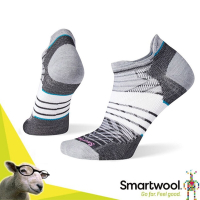 SmartWool 女 美麗諾羊毛 機能跑步超輕減震印花踝襪(2入)_黑色