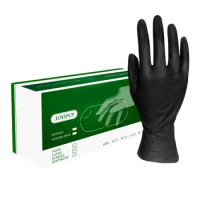 Black Disposable Nitrile Gloves 100pcs Household Cleaning Gloves for Work Kitchen Cooking Garden Safety Tool 4 Sizes