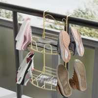 Balcony Stainless Steel Shoe Hanger Airing Shoes Rack Window Guardrail Shoe Storage Towel Clothes Organizer Space Saver