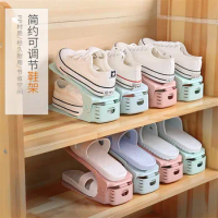 1Pcs Double Shelf Space Savers White Shoe Rack Cabinets Shoe Storage Organizer Plastic Adjustable Shoes Warderobe Bedroom