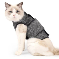 Grey Cat Anxiety Jacket Thunder Stress Anti Anxiety Pet Emotional Comfort Clothes Cat Safety Vest Cat Costume Thunder Shirt Cat
