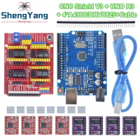 TZT CNC Shield V3 Engraving Machine 3D Printe+ 4pcs DRV8825 Or A4988 Driver Expansion Board For Arduino + UNO R3 With USB Cable