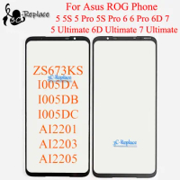 Black 6.78 Inch For Asus ROG Phone 5 5S Pro 5Pro 5SPro 6 6Pro 6D 7 Ultimate Front Touch Screen Glass Outer Lens Replacement