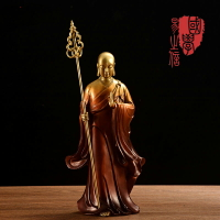 彩繪純銅地藏菩薩像站像大愿地藏王菩薩佛像黃銅居家佛堂供奉擺件