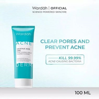 Wardah Acnederm Facial Wash Salicylic Acid Zinc Acne Clearing Low pH Foaming Cleanser 100 ml 50 ml -