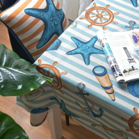桌巾-地中海海洋風格桌布餐墊厚實棉麻質感海馬海星餐